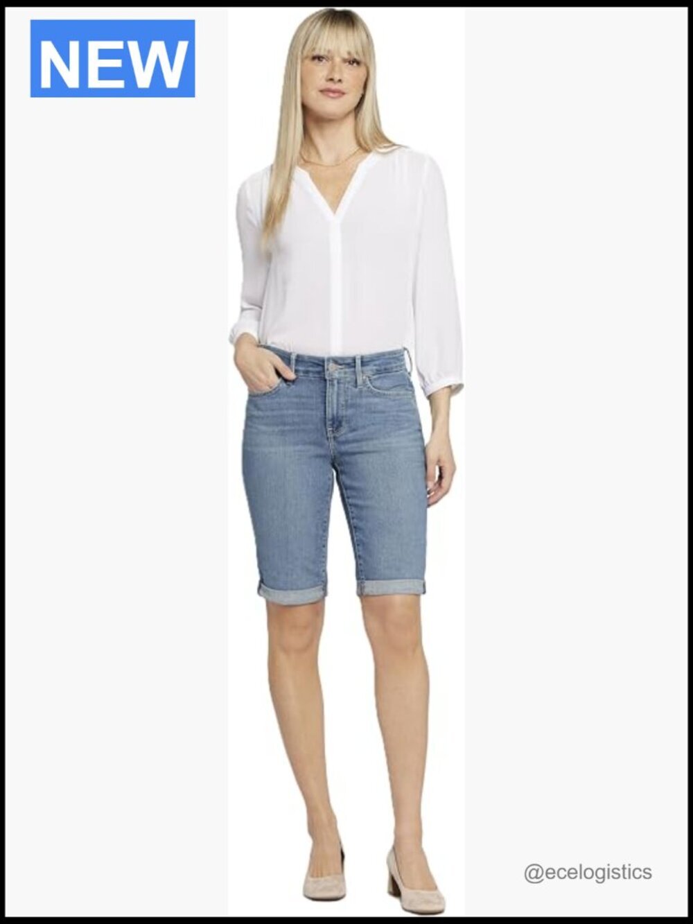 Denim Roll Cuff Shorts with Lift Tuck Technology